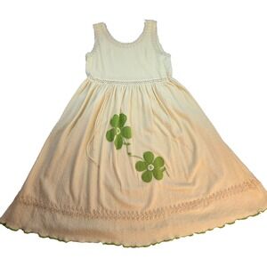 Handmade Pima Cotton Dress Crochet Crewel Fairy Cottagecore Medium Boho Alpaca M